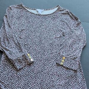 Liz Claiborne Black, Lavender ,White Patterned Top